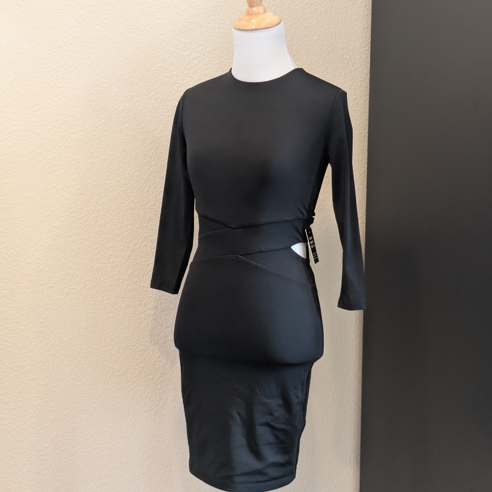Express Black Cutout Bodycon Dress — XXS — NWT